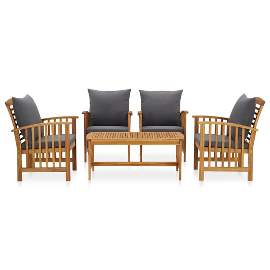 Garden Lounge Set Dark grey, Natural wood Solid Acacia Wood Medium
