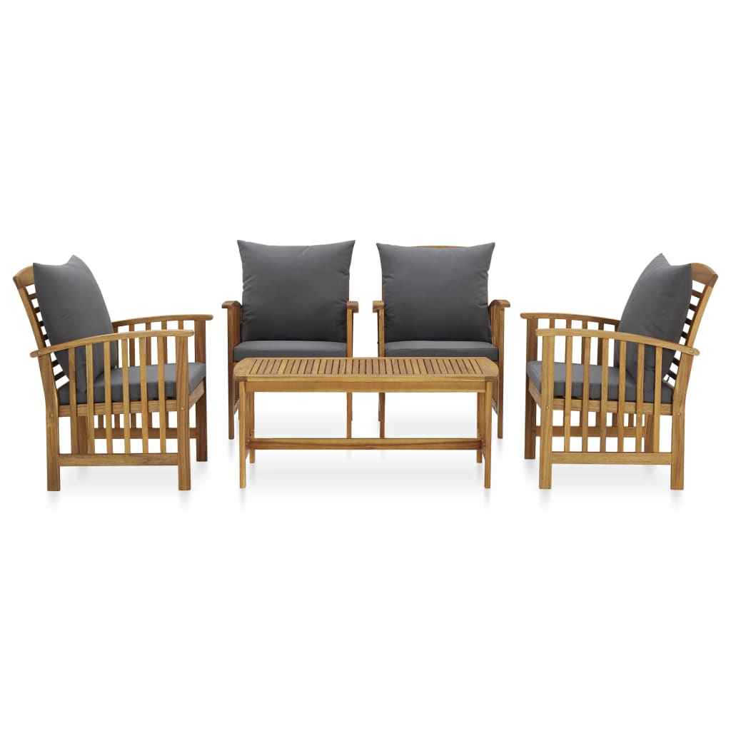 Garden Lounge Set Dark grey, Natural wood Solid Acacia Wood Medium