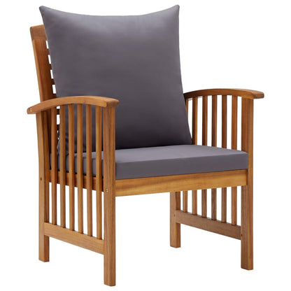 Garden Lounge Set Dark grey, Natural wood Solid Acacia Wood Medium
