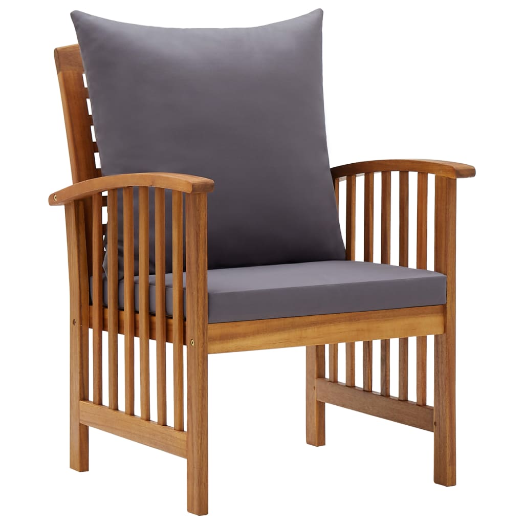 Garden Lounge Set Dark grey, Natural wood Solid Acacia Wood Medium