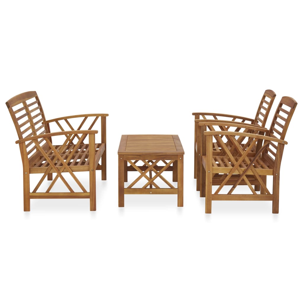 Garden Lounge Set Brown Solid acacia wood Medium Durable