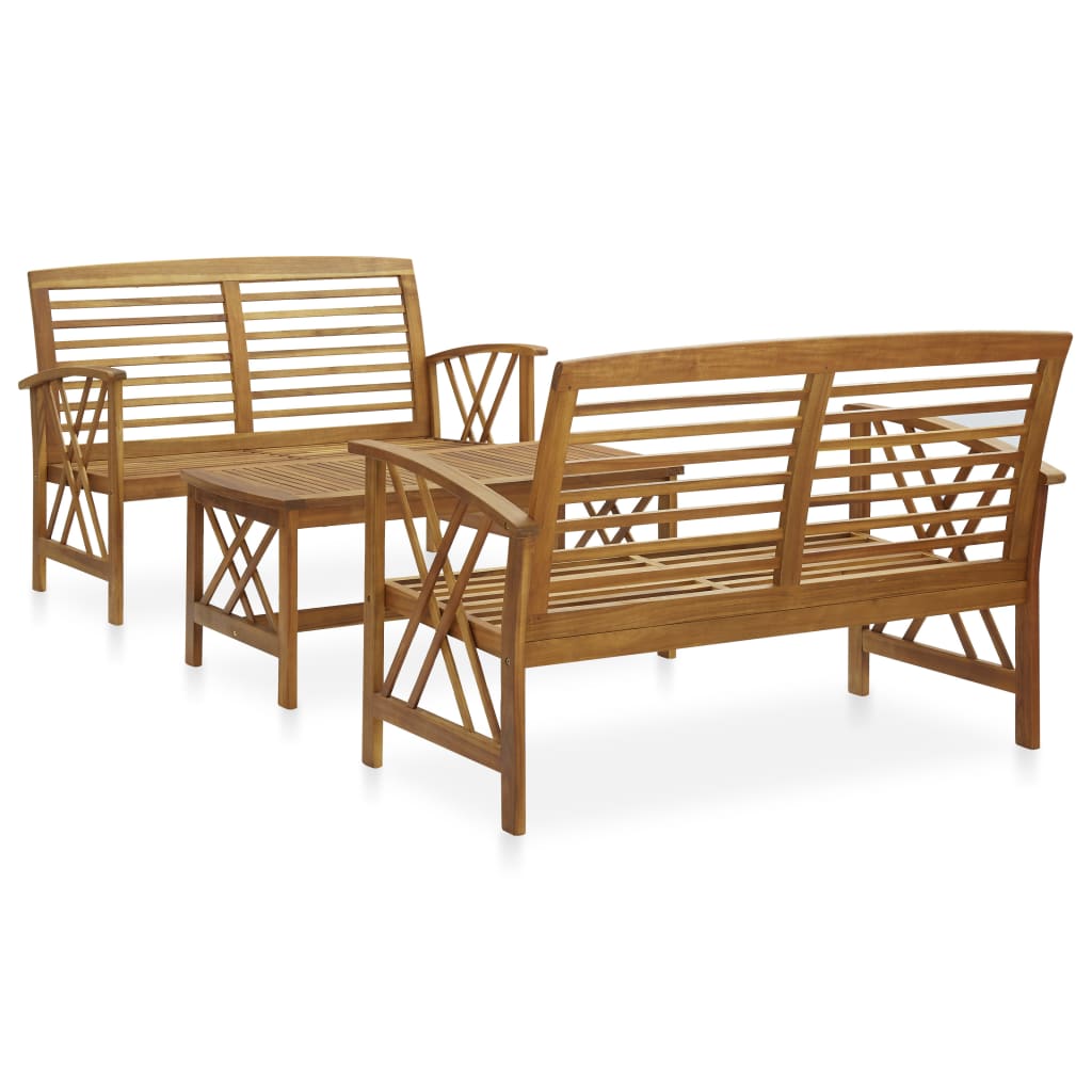Garden Lounge Set Natural Wood Solid Acacia Wood Medium Durable