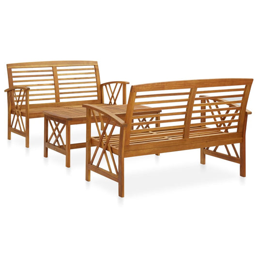 Garden Lounge Set Natural Wood Solid Acacia Wood Medium Durable