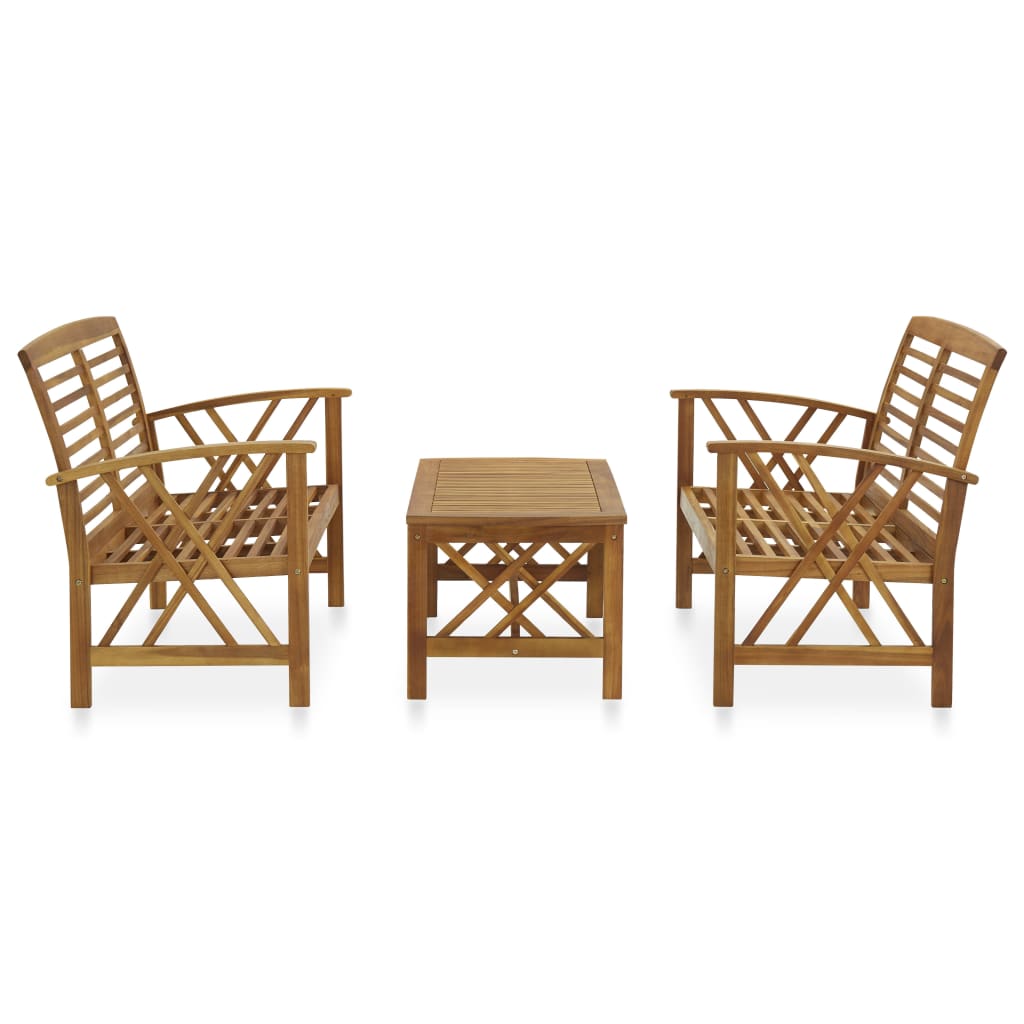 Garden Lounge Set Natural Wood Solid Acacia Wood Medium Durable