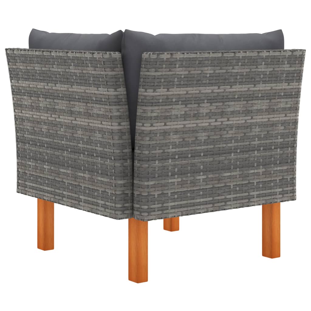 Corner Sofa Grey PE rattan Medium Removable Covers Corner Sofa