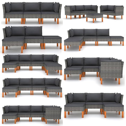 Corner Sofa Grey PE rattan Medium Removable Covers Corner Sofa