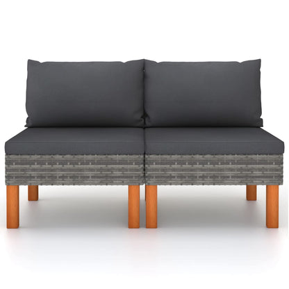 Middle Sofa Grey PE rattan Standard Removable Covers