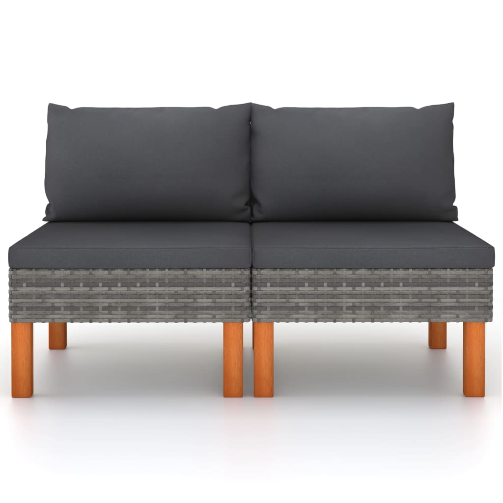 Middle Sofa Grey PE rattan Standard Removable Covers