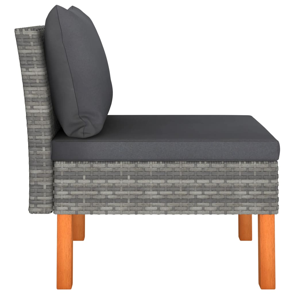 Middle Sofa Grey PE rattan Standard Removable Covers