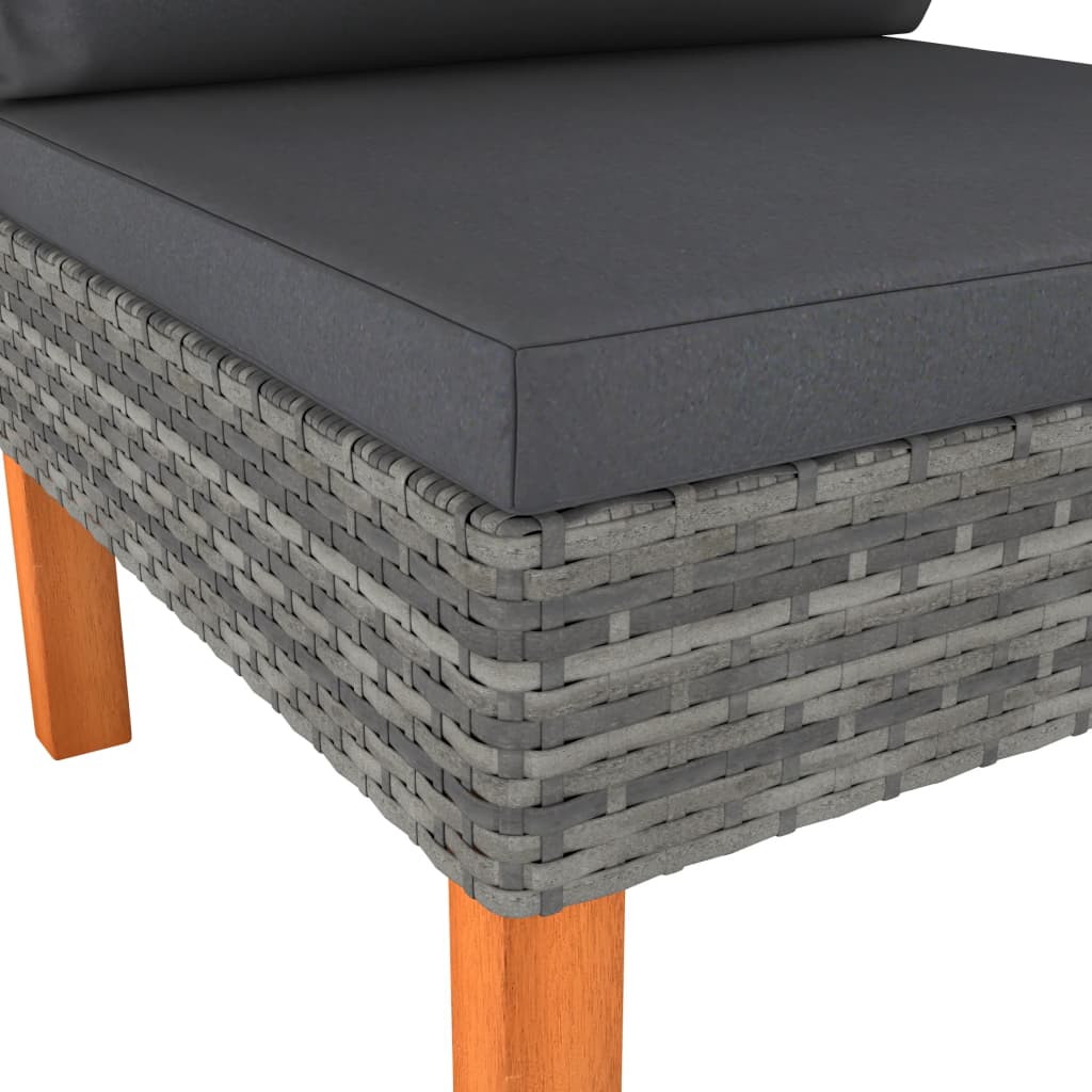 Middle Sofa Grey PE rattan Standard Removable Covers