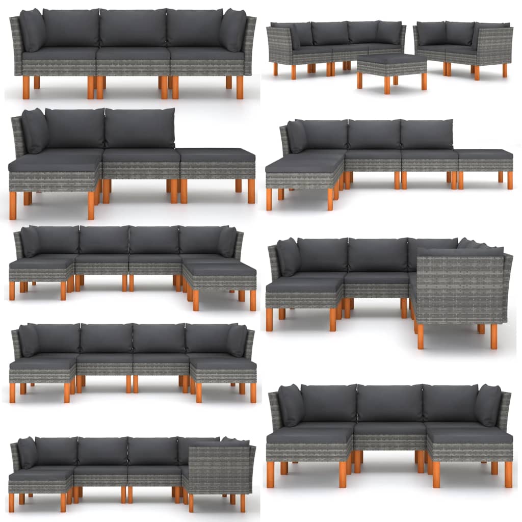 Middle Sofa Grey PE rattan Standard Removable Covers