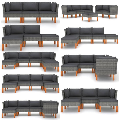 Middle Sofa Grey PE rattan Standard Removable Covers