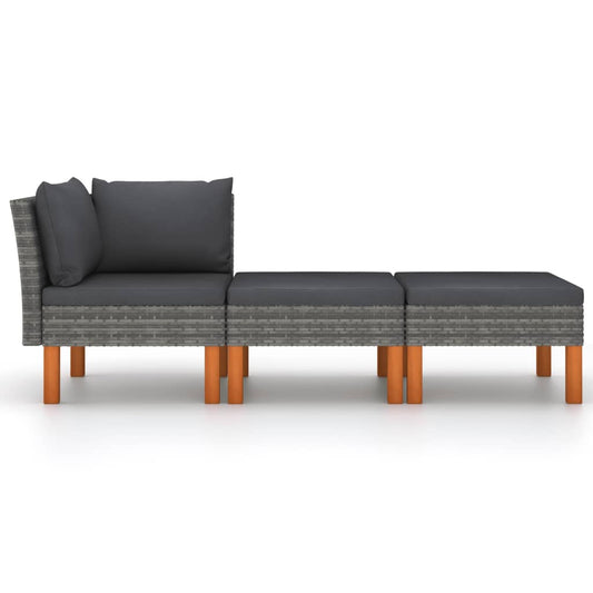 Garden Lounge Set Grey PE rattan Compact Removable Covers