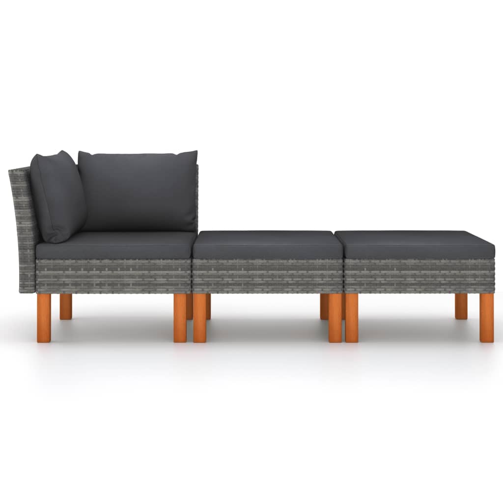 Garden Lounge Set Grey PE rattan Compact Removable Covers