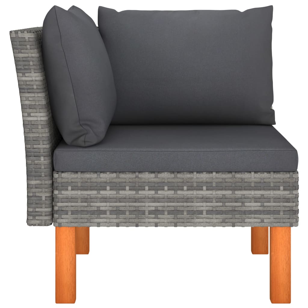 Garden Lounge Set Grey PE rattan Compact Removable Covers