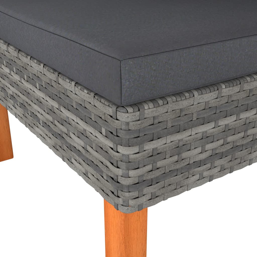 Garden Lounge Set Grey PE rattan Compact Removable Covers