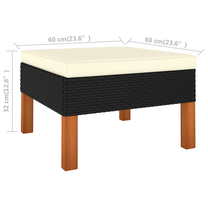 Footstool Black PE rattan Medium Modular Footstool Square