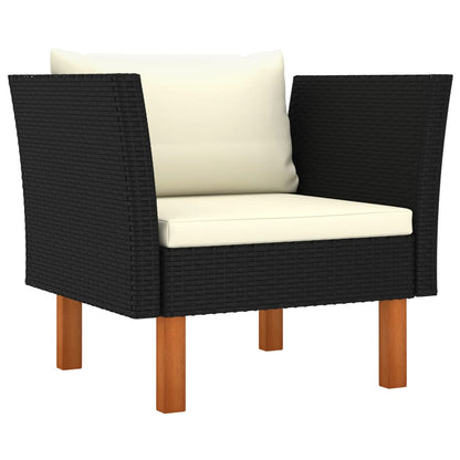 Garden Sofa Black PE rattan Medium Removable Covers