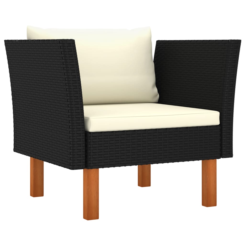 Garden Sofa Black PE rattan Medium Removable Covers