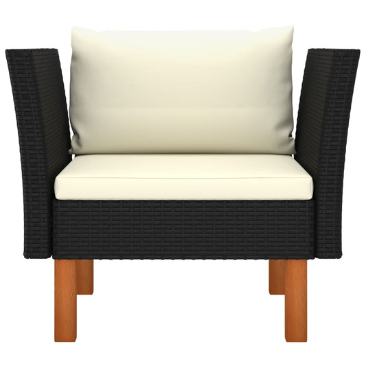 Garden Sofa Black PE rattan Medium Removable Covers
