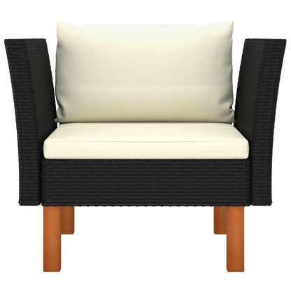 Garden Sofa Black PE rattan Medium Removable Covers