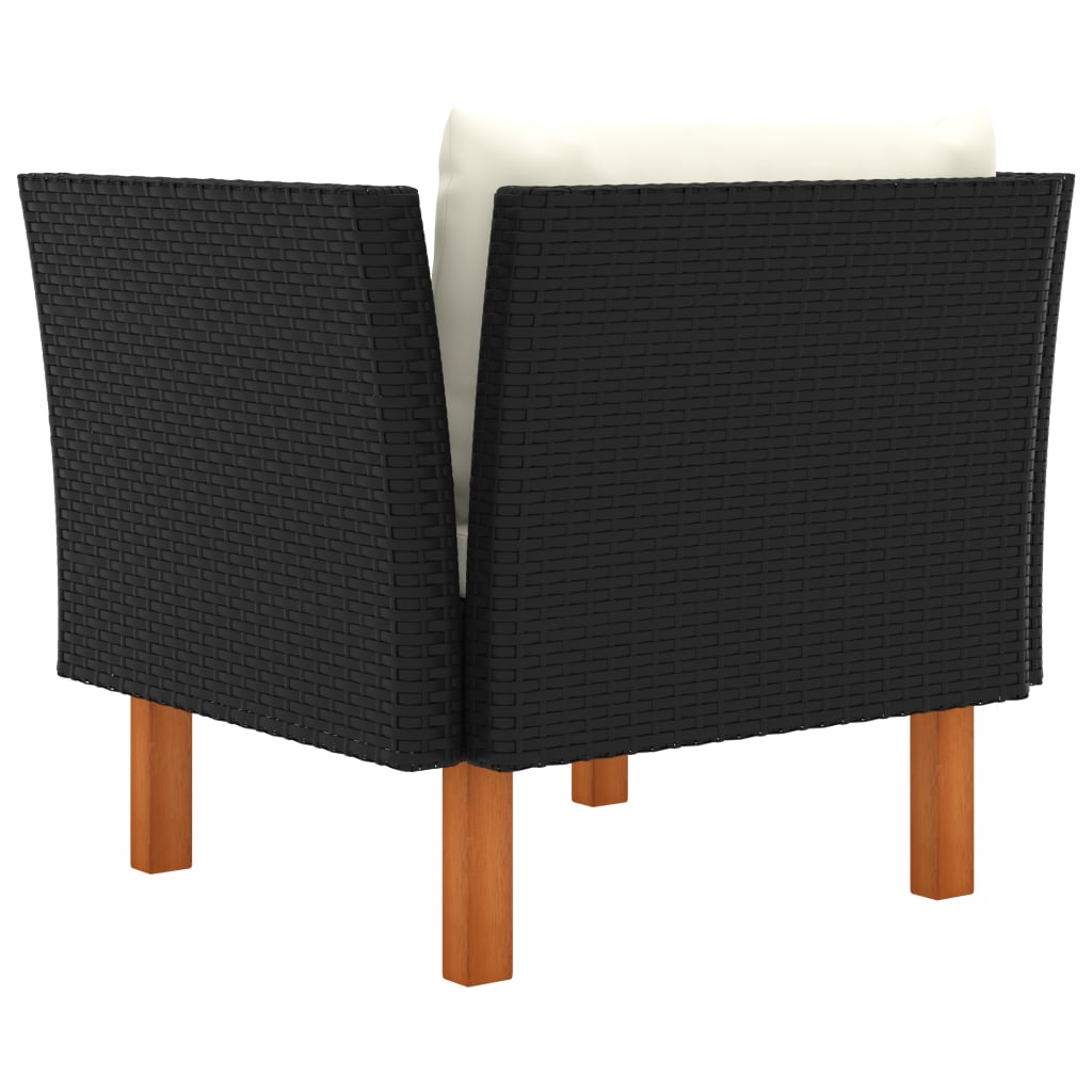 Garden Sofa Black PE rattan Medium Removable Covers