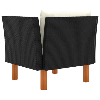 Garden Sofa Black PE rattan Medium Removable Covers