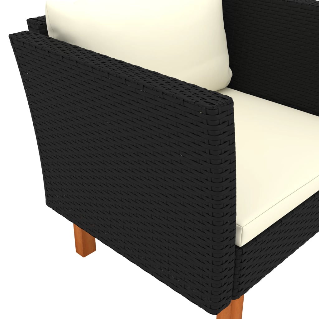 Garden Sofa Black PE rattan Medium Removable Covers