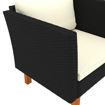 Garden Sofa Black PE rattan Medium Removable Covers