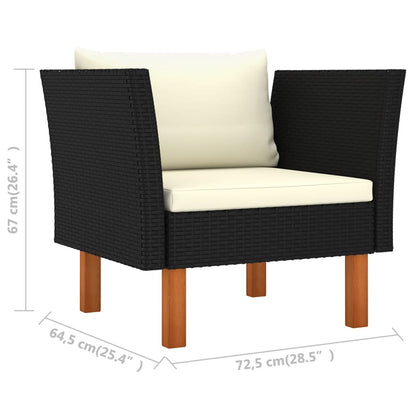 Garden Sofa Black PE rattan Medium Removable Covers
