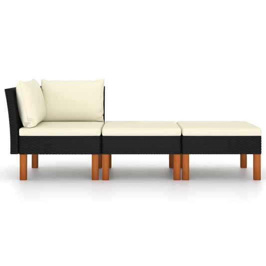 Garden Lounge Set Black and Cream White