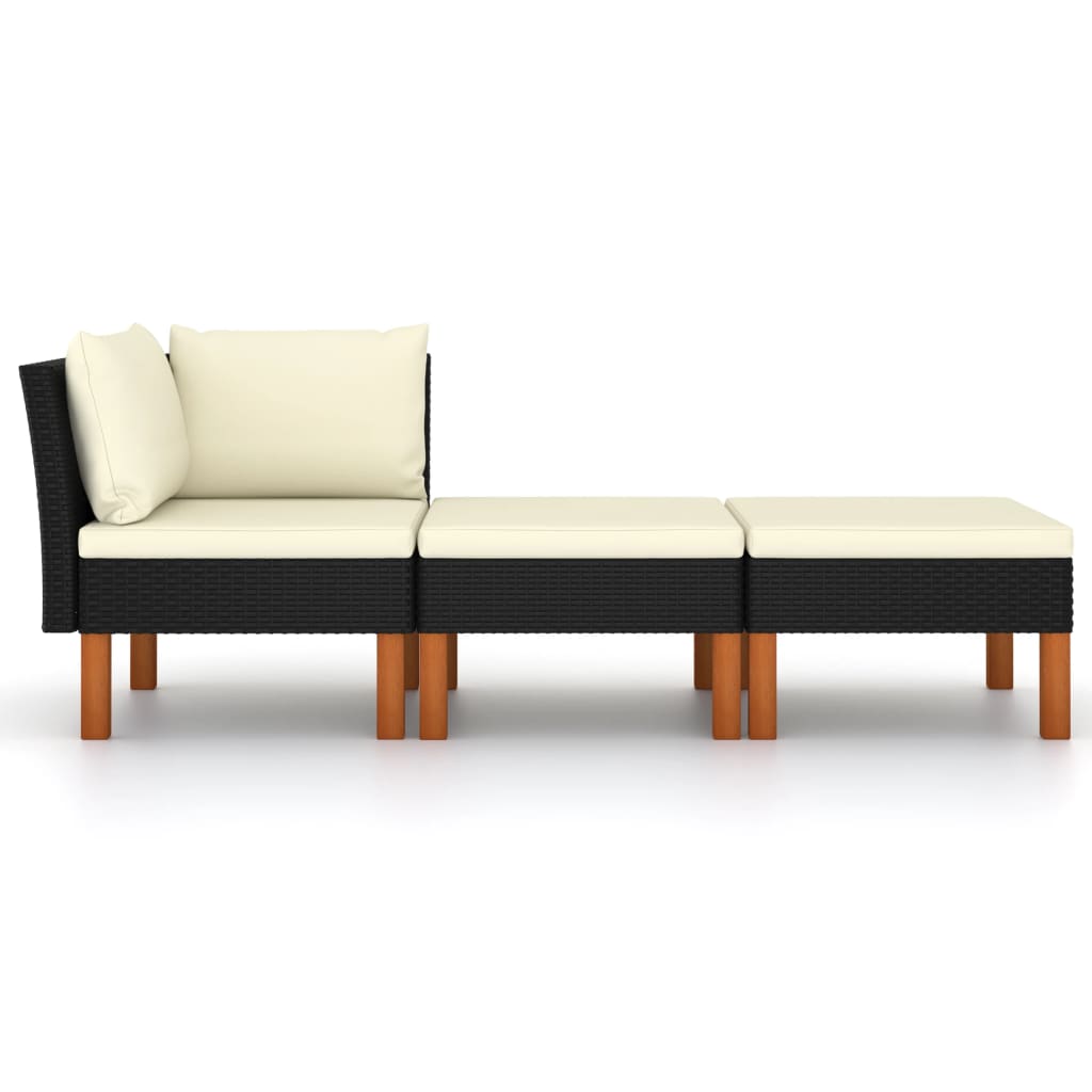 Garden Lounge Set Black and Cream White