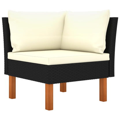 Garden Lounge Set Black and Cream White