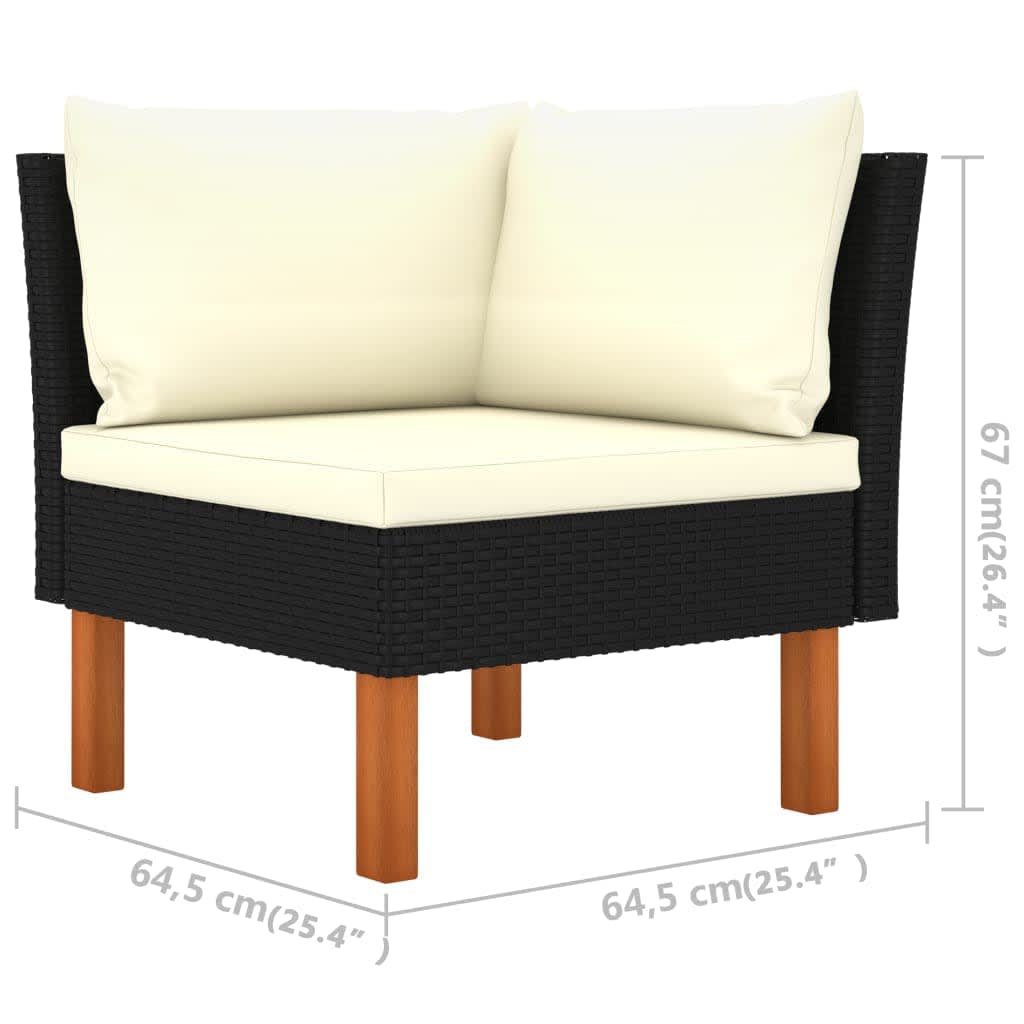 Garden Lounge Set Black and Cream White