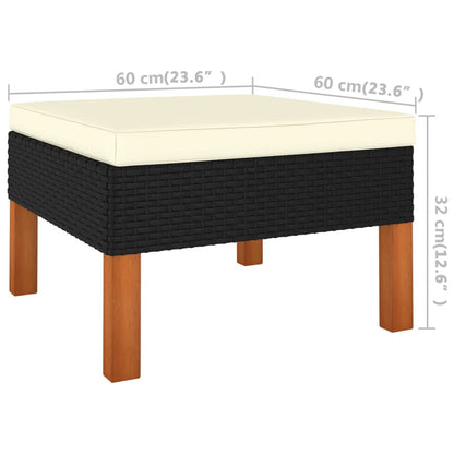 Garden Lounge Set Black and Cream White