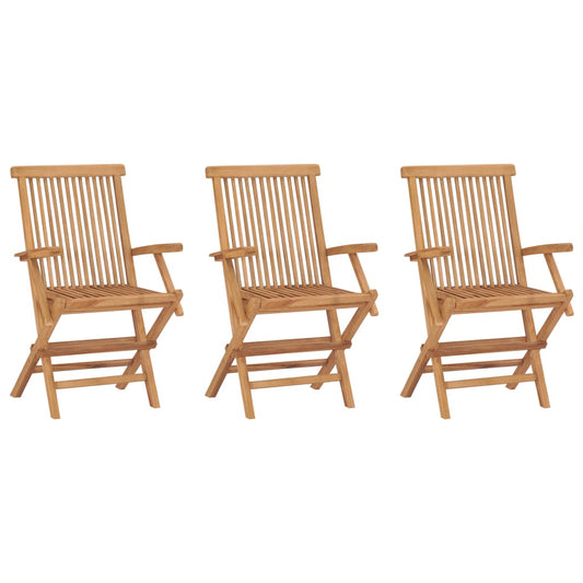 Garden Chair Set of 3 Teak Brown Teak Wood Medium Foldable
