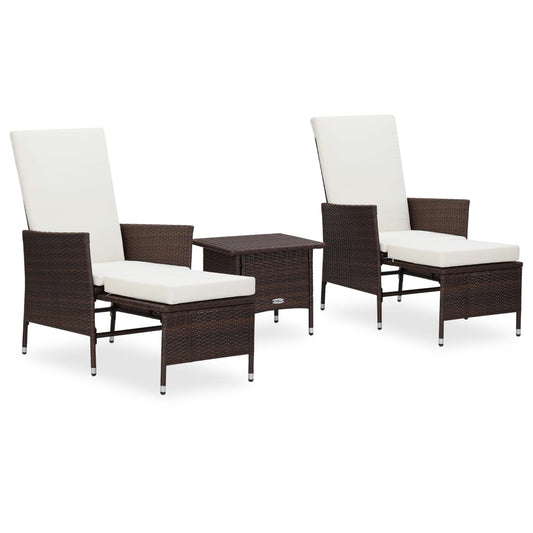 Garden Lounge Set Brown and Cream White