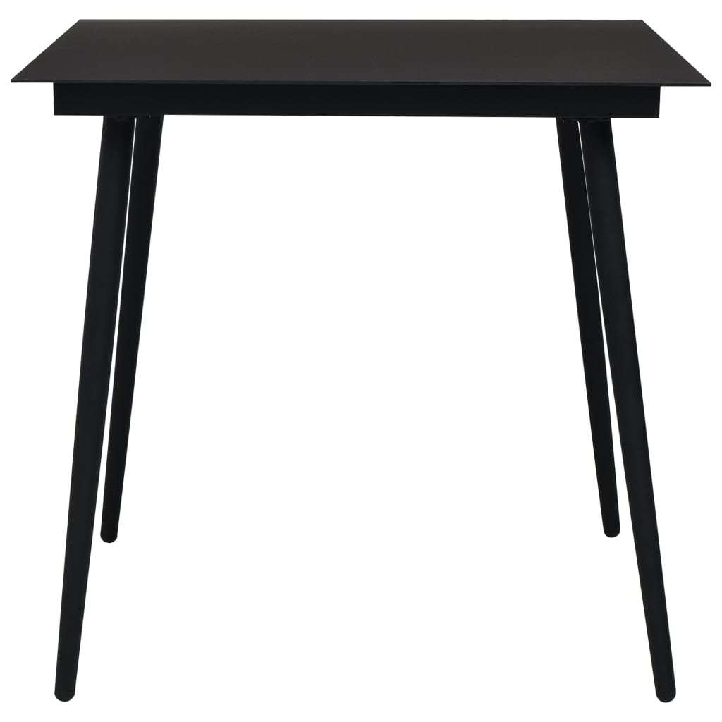 Dining Set Black Cotton rope, powder-coated steel, tempered glass