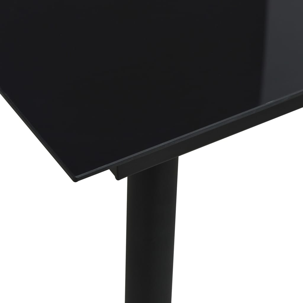 Dining Set Black Cotton rope, powder-coated steel, tempered glass