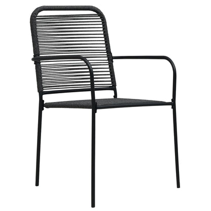 Dining Set Black Cotton rope, powder-coated steel, tempered glass
