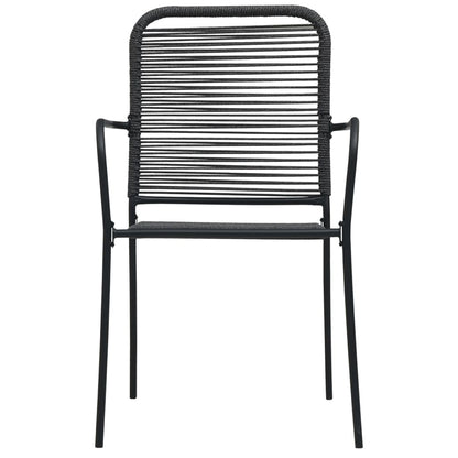 Dining Set Black Cotton rope, powder-coated steel, tempered glass