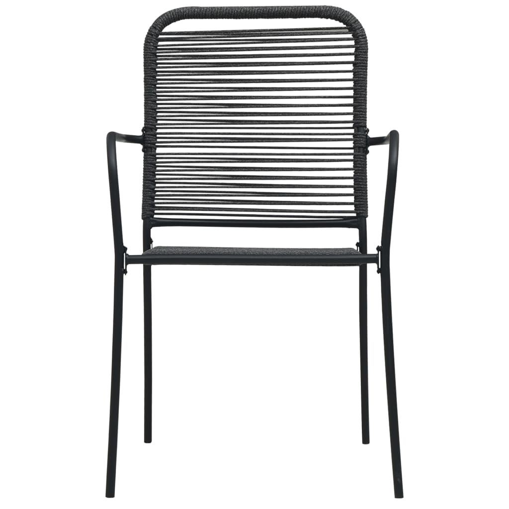Dining Set Black Cotton rope, powder-coated steel, tempered glass