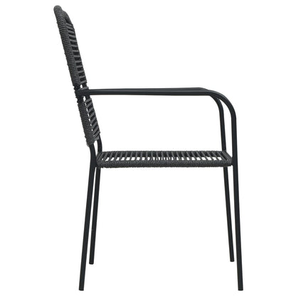 Dining Set Black Cotton rope, powder-coated steel, tempered glass