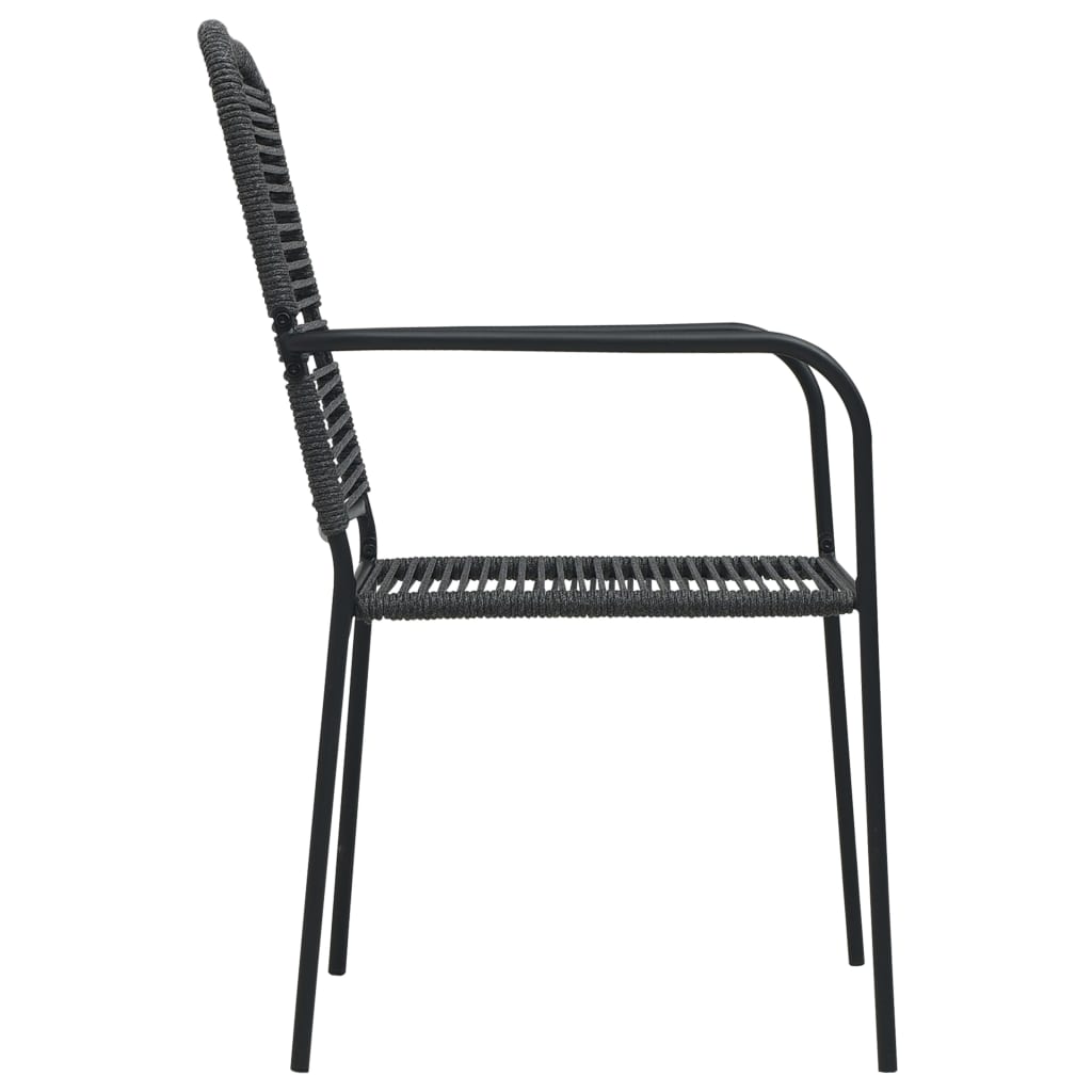 Dining Set Black Cotton rope, powder-coated steel, tempered glass