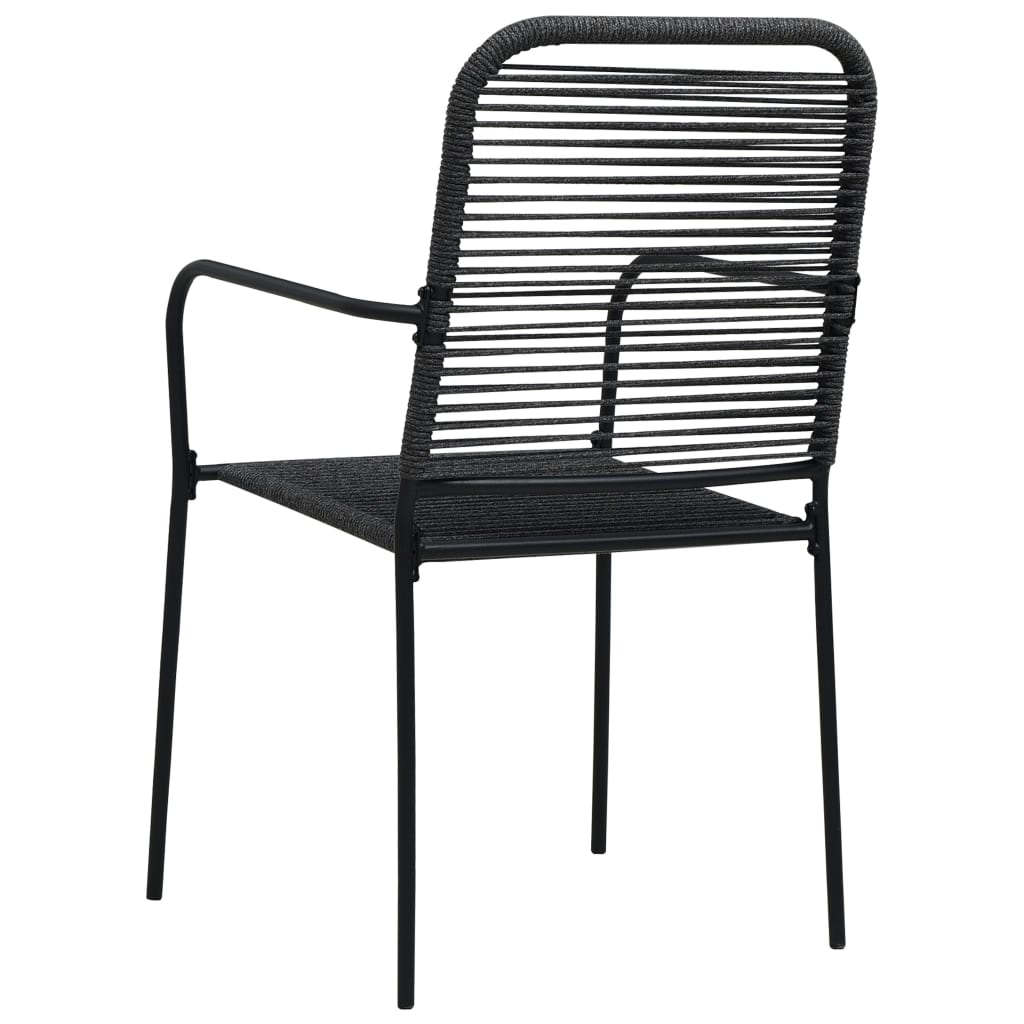 Dining Set Black Cotton rope, powder-coated steel, tempered glass