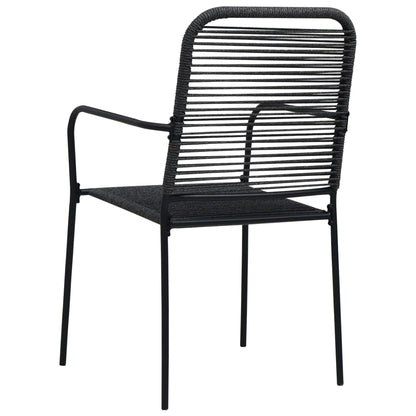 Dining Set Black Cotton rope, powder-coated steel, tempered glass