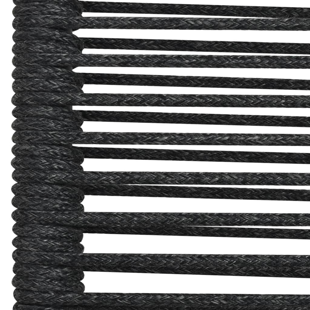 Dining Set Black Cotton rope, powder-coated steel, tempered glass