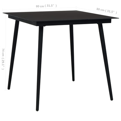 Dining Set Black Cotton rope, powder-coated steel, tempered glass