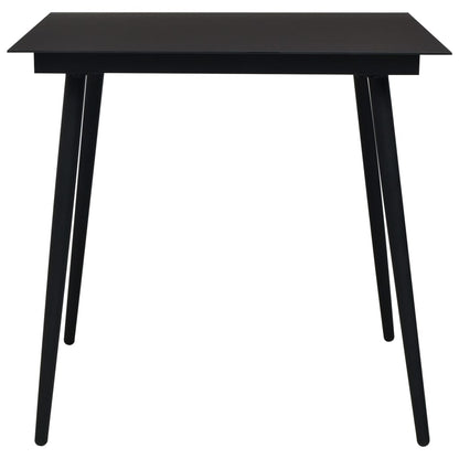 Dining Set Black Cotton rope, powder-coated steel, tempered glass