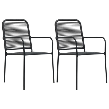 Dining Set Black Cotton rope, powder-coated steel, tempered glass